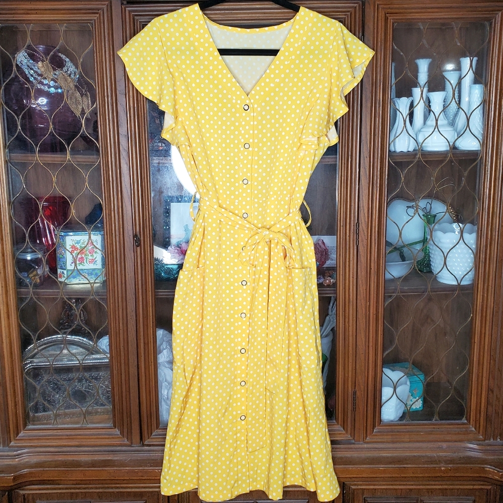 Sunshine Yellow Flutter Sleeve Dress